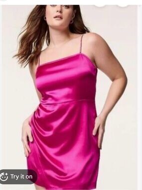 Satin Slip Chemise in Vibrant Fuchsia Hot Pink